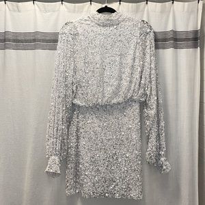 Nasty Gal Balloon Sleeve Sequin Embellished Mini Dress